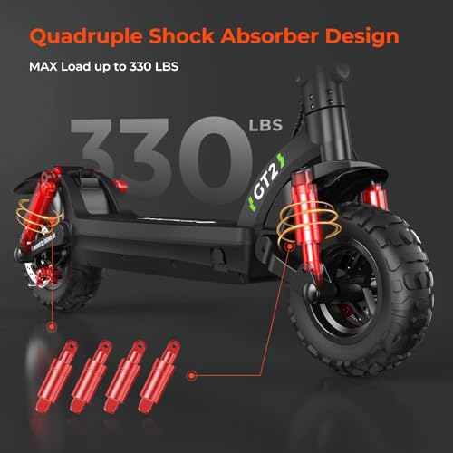 isinwheel Electric Scooter, 11" Electric Scooters Adult Off-road Tires, 45 km Long Range Adult Electric Scooter, 3 Speed Modes with Smart LCD Display Fast E-Scooter