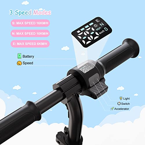 RCB Electric Scooter for Kids, 150W Motor - Max 9.3mph - Bluetooth Speaker - Colorful LED Lights - Foldable - LED Display,Kids E Scooter for Age 6-12