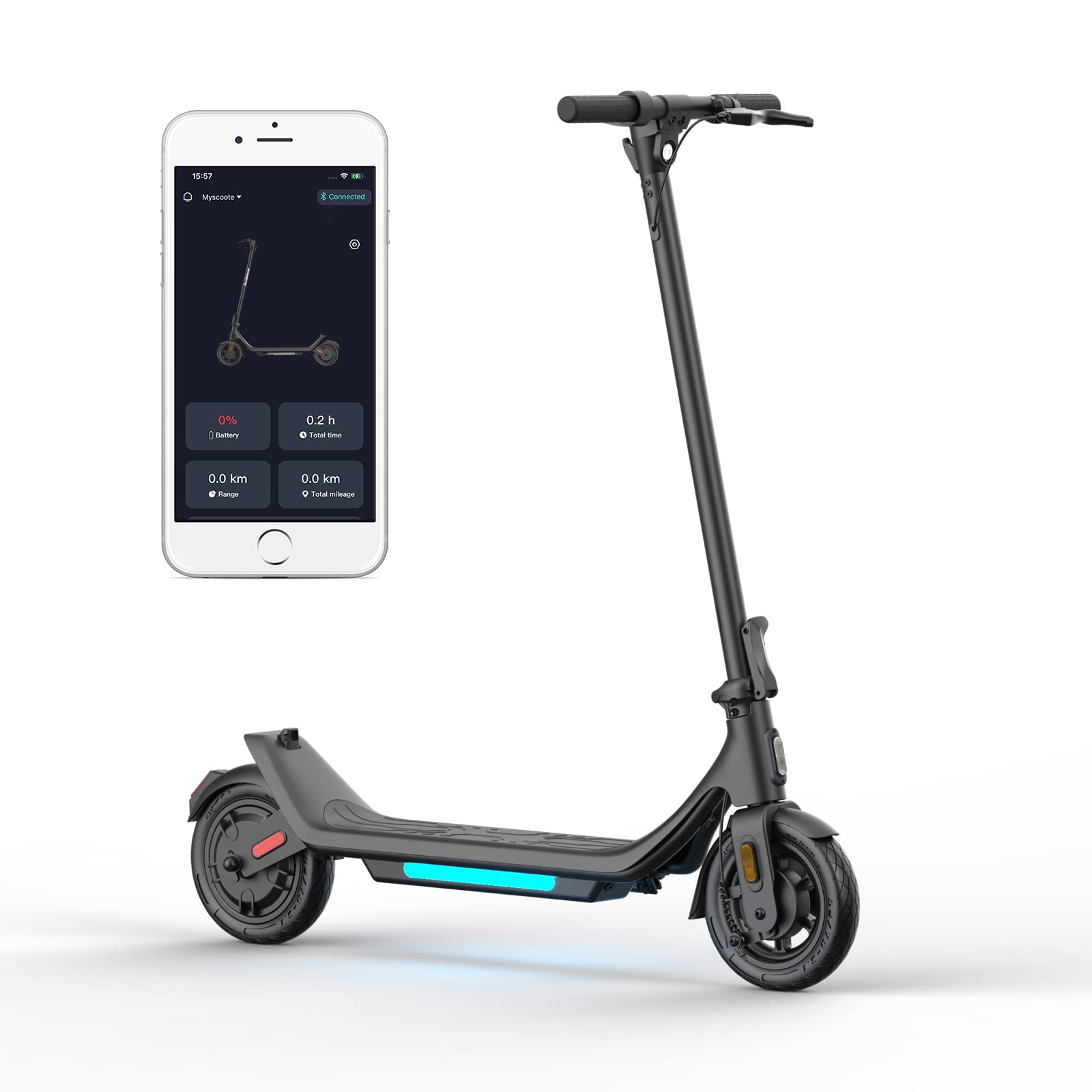 M MEGAWHEELS Electric Scooter Adult, 9" Tires, 25km/h Max Speed with 3 Speed Modes, Up to 20km Range, Double Braking System and App