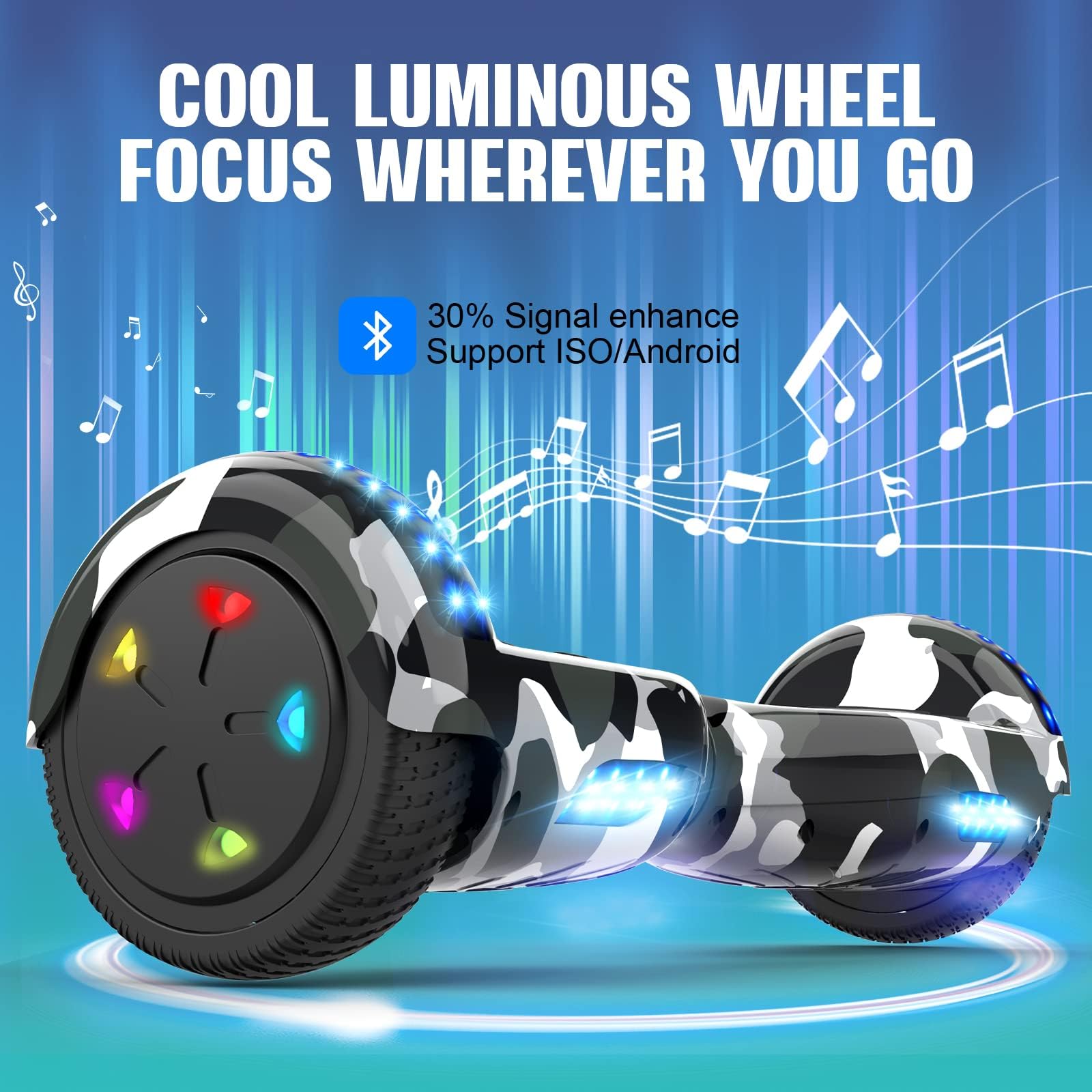 GeekMe Hoverboards for kids 6.5 Inch, Quality hoverboards with Bluetooth Speaker,Beautiful LED Lights,Gift for kids and teenager