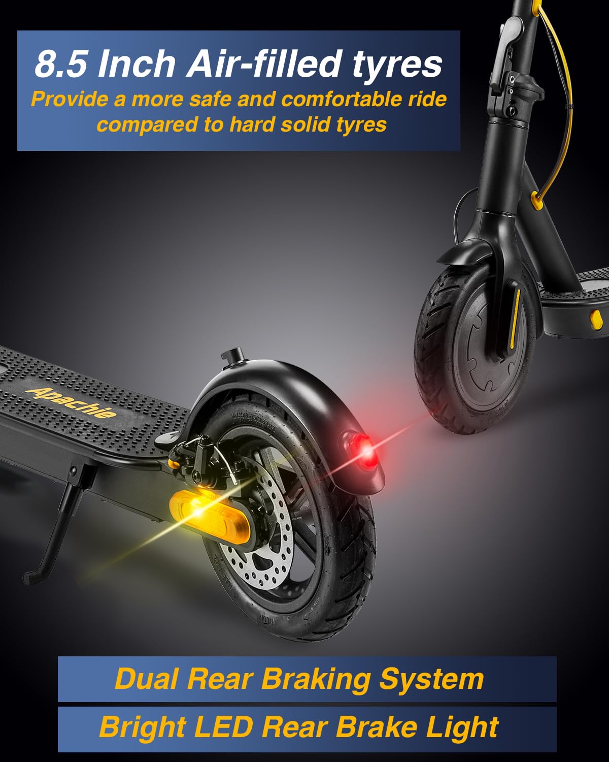 Apachie M4X 350W Adults Electric Scooter, eScooter, 25KM Range, 3 Speed Modes, 8.5 Inch tyres, APP Control, Bluetooth, Teens, Adults …