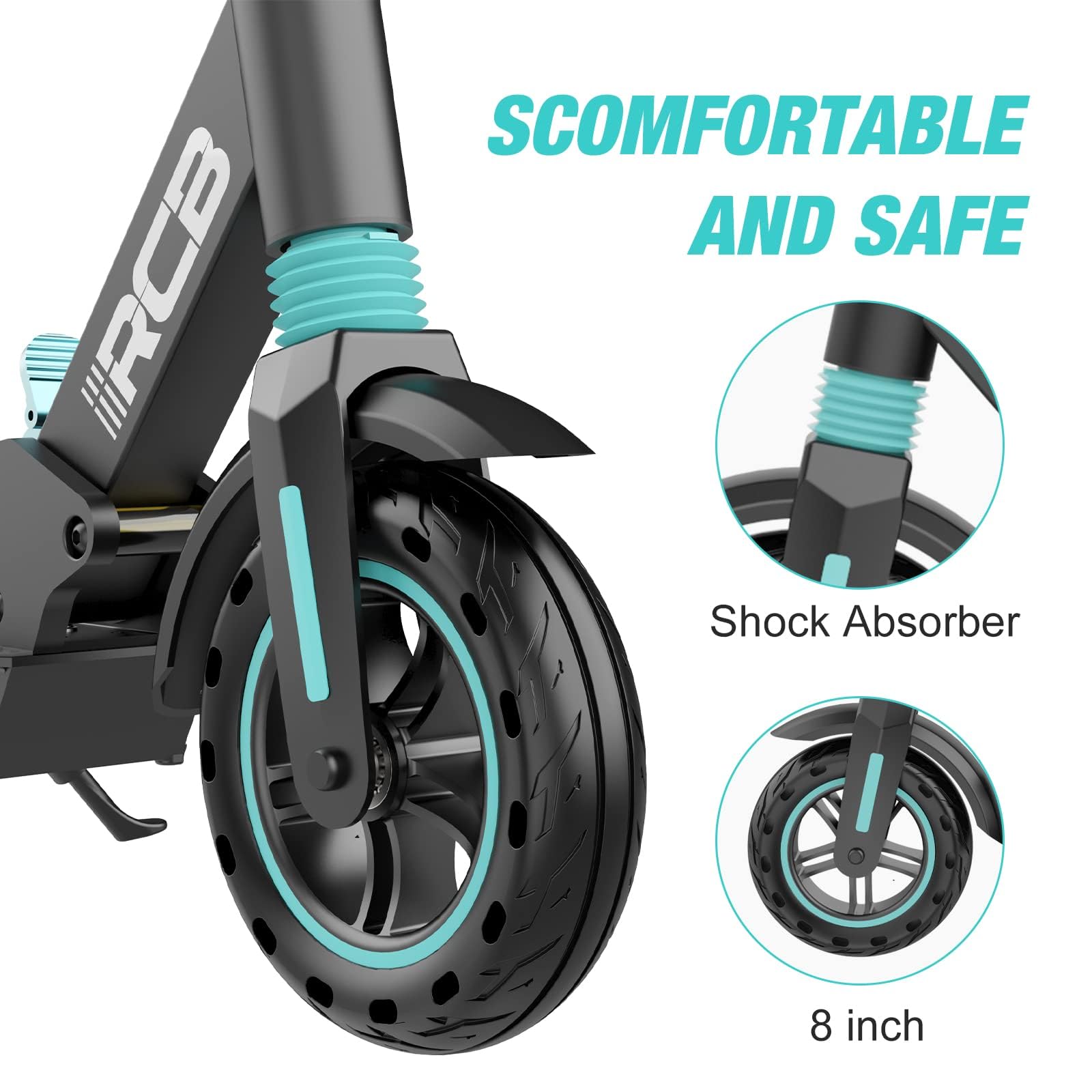 RCB Electric Scooter, Ultra Portable Electric Scooter with APP, Cruise Control, 3 Speed Mode, LCD Display, Innovative Folding Method, Electric Scooter Adult
