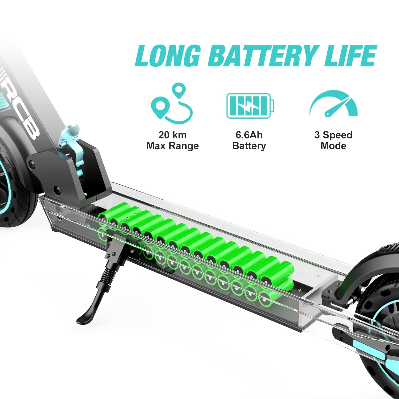 RCB Electric Scooter, Ultra Portable Electric Scooter with APP, Cruise Control, 3 Speed Mode, LCD Display, Innovative Folding Method, Electric Scooter Adult