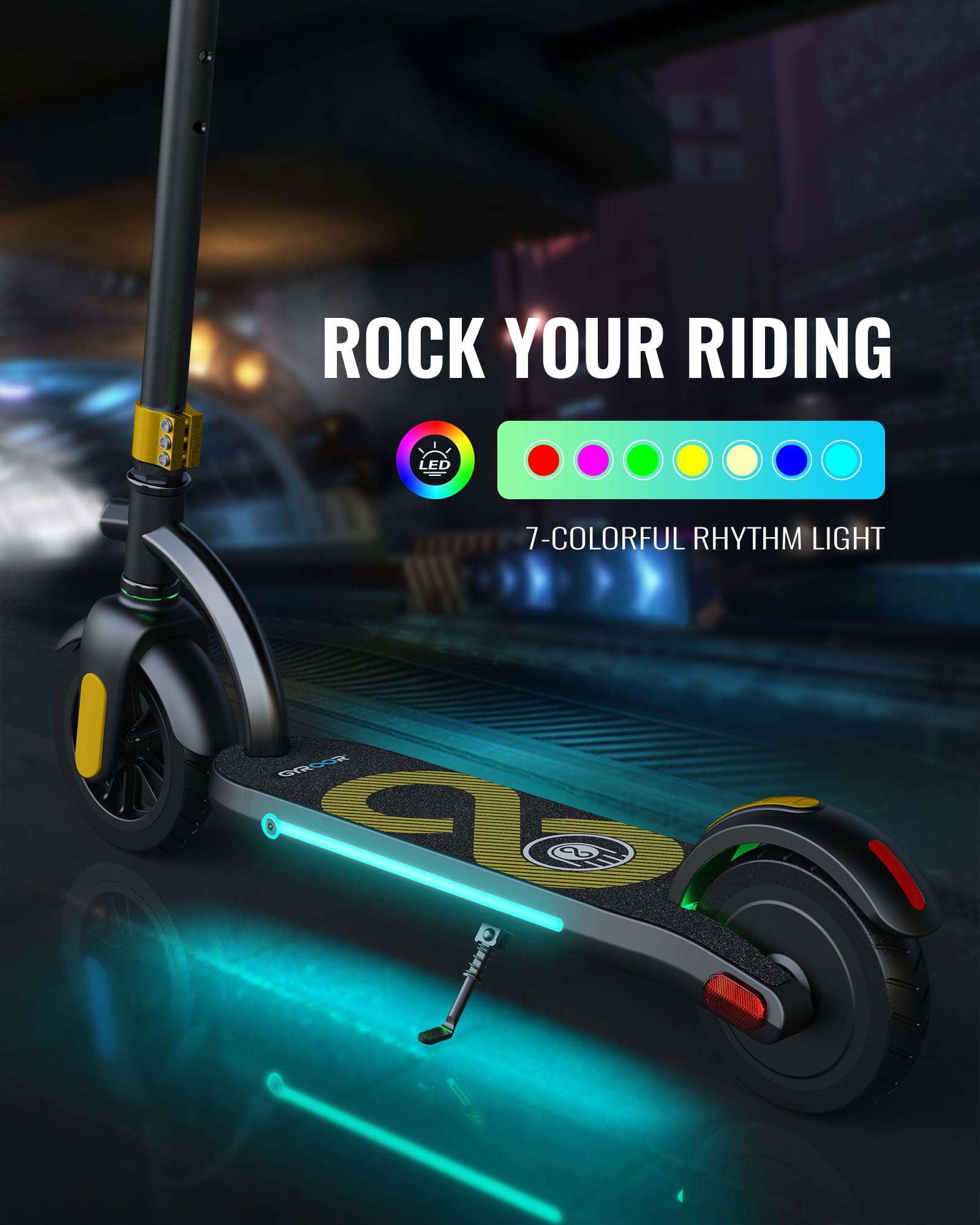 Gyroor H40 Electric Scooter for Kids Age 8-12 with 180W Motor, LED Display, LED Lights, 3 Adjustable Heights, Max Speed 15km/h, Max Loading 65kg, Best Gifts Kids E Scooter for Boys and Girls