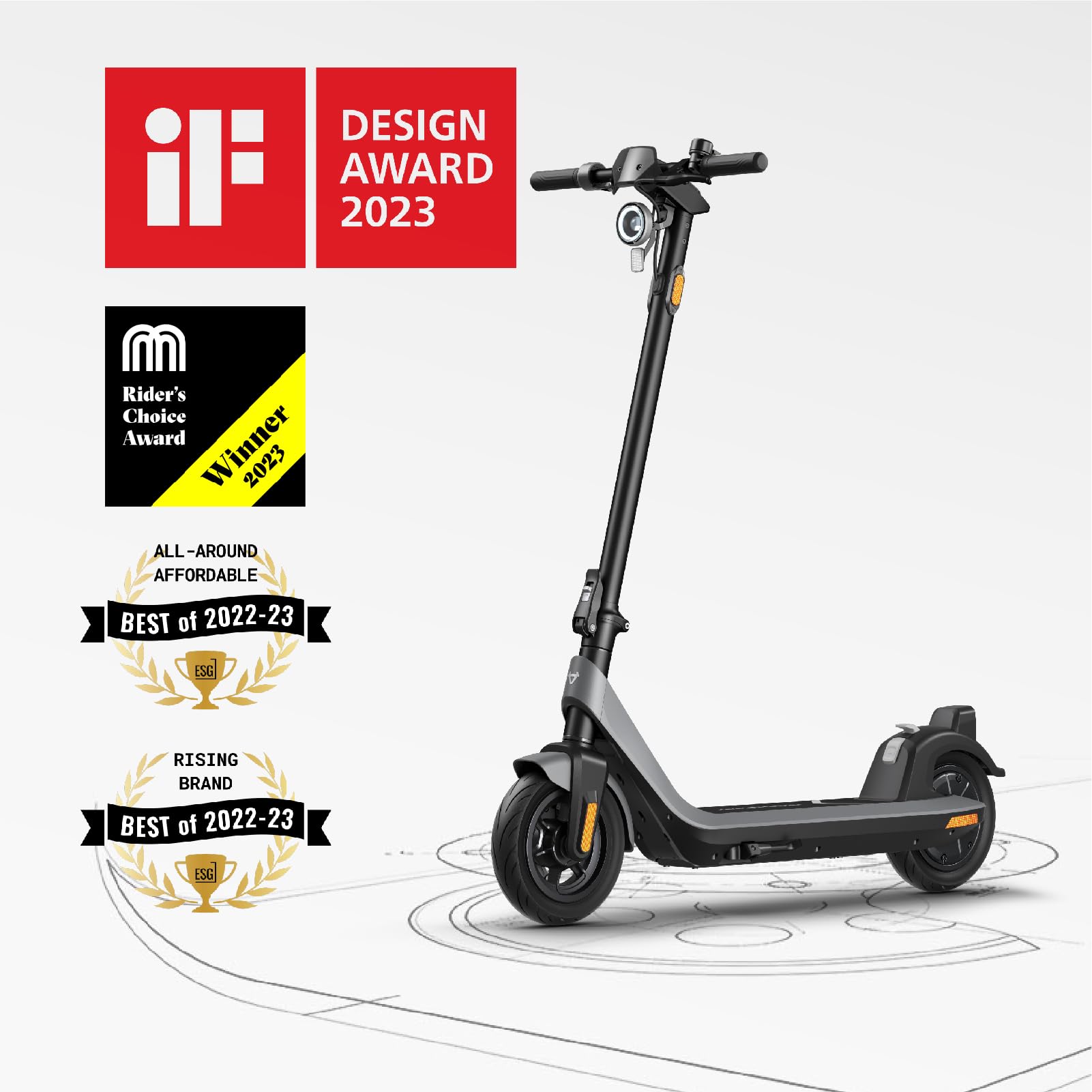 NIU KQi2 Pro Electric Scooter Adult, E Scooter 40km Long Range, Max Speed 25km/h, 300W Motor, APP Control, Double Braking Systme, Foldable and Portable (Grey)