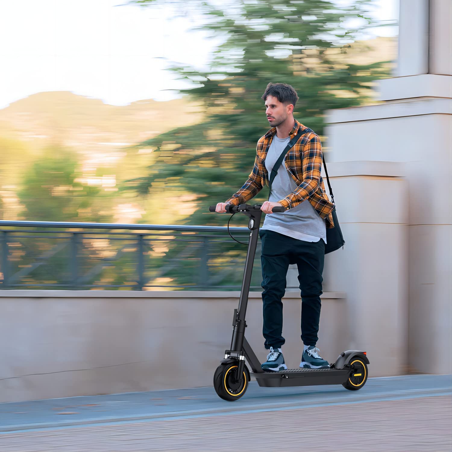 AOVOPRO Electric Scooter Adult, 350W Motor, 30km Long Range, Max Speed 25 km/h, 3 Speed Settings, App Control (10'' with dual suspension and 45 km range)