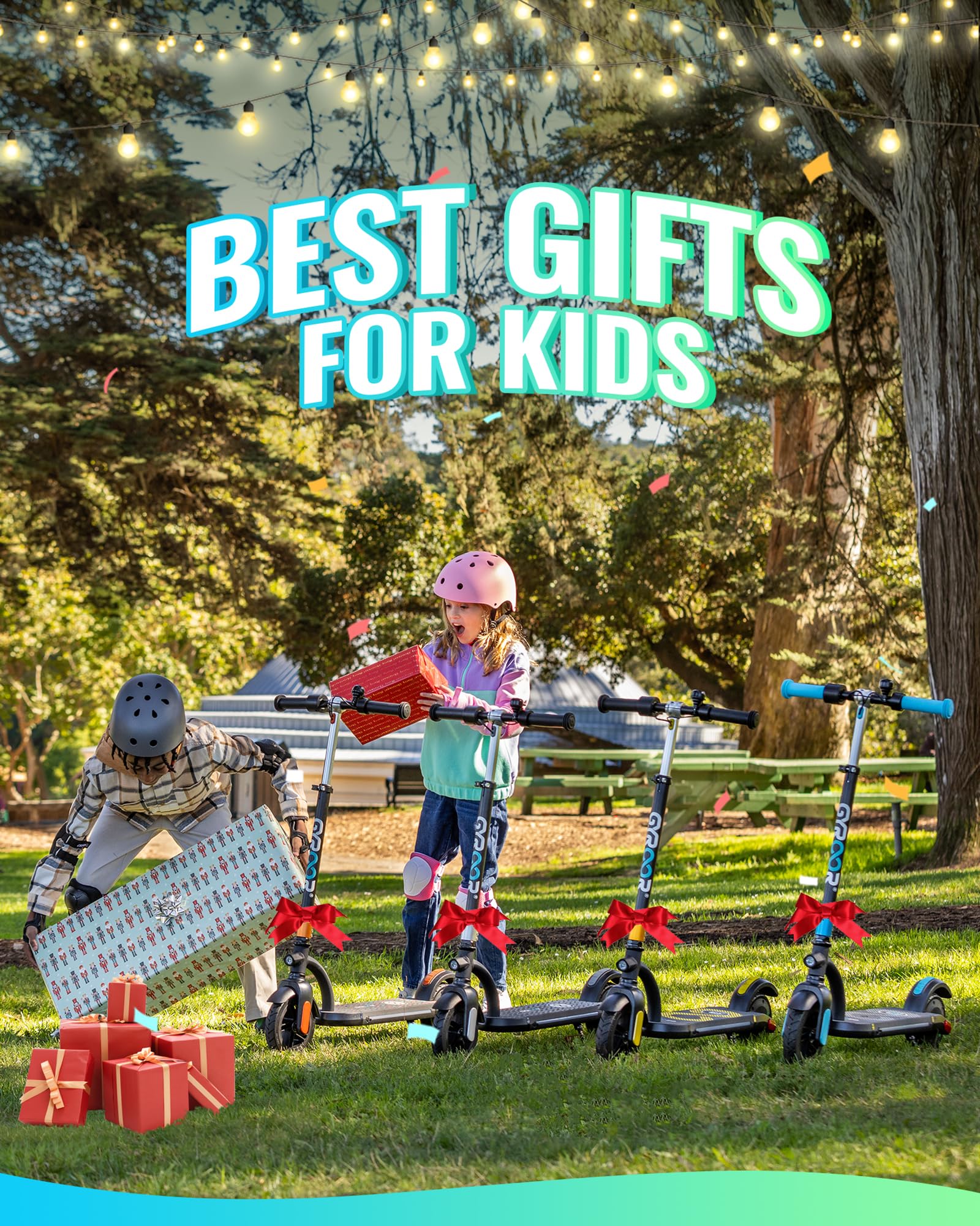 Gyroor H40 Electric Scooter for Kids Age 8-12 with 180W Motor, LED Display, LED Lights, 3 Adjustable Heights, Max Speed 15km/h, Max Loading 65kg, Best Gifts Kids E Scooter for Boys and Girls