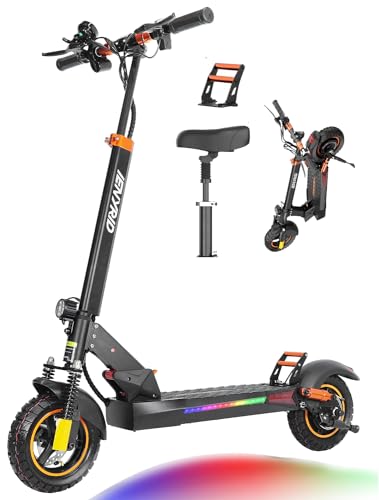 Ealirie Electric Scooter 10'' for Adults, Powerful Motor 500W, 40-50KM Range, Max Speed 25KM/H, Folding Scooter, 3 Speed Modes with LCD Screen for Adults, Black