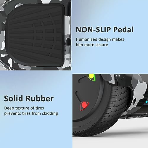 RCB Hoverboards for Kids and Adults 6.5 inch, Segways with Bluetooth - Speaker - Colorful LED Lights, Hover Board Gift for Kids and Teenager