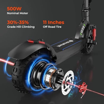 isinwheel Electric Scooter, 11" Electric Scooters Adult Off-road Tires, 45 km Long Range Adult Electric Scooter, 3 Speed Modes with Smart LCD Display Fast E-Scooter