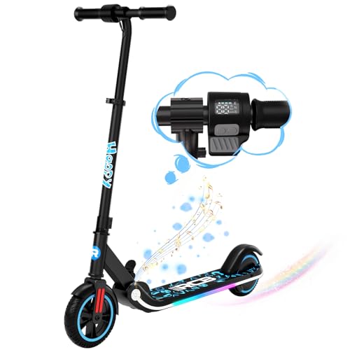RCB Electric Scooter for Kids, 150W Motor - Max 9.3mph - Bluetooth Speaker - Colorful LED Lights - Foldable - LED Display,Kids E Scooter for Age 6-12
