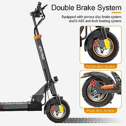 Ealirie Electric Scooter 10'' for Adults, Powerful Motor 500W, 40-50KM Range, Max Speed 25KM/H, Folding Scooter, 3 Speed Modes with LCD Screen for Adults, Black