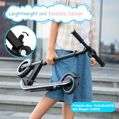 RCB Electric Scooter for Kids, 150W Motor - Max 9.3mph - Bluetooth Speaker - Colorful LED Lights - Foldable - LED Display,Kids E Scooter for Age 6-12