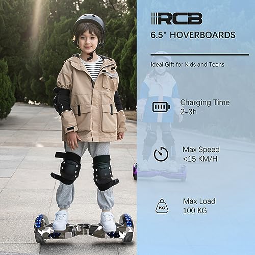 RCB Hoverboards for Kids and Adults 6.5 inch, Segways with Bluetooth - Speaker - Colorful LED Lights, Hover Board Gift for Kids and Teenager