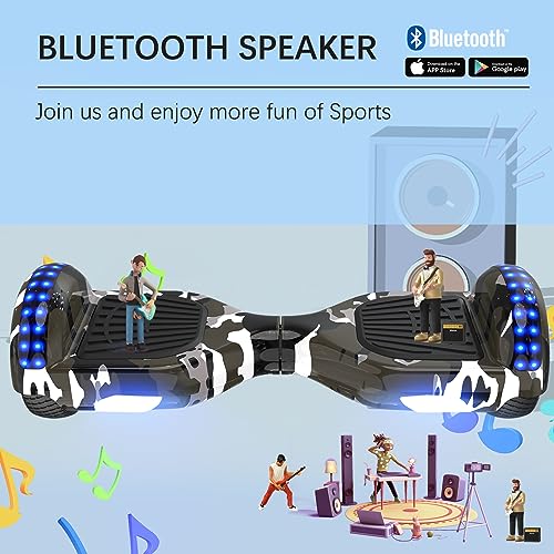 RCB Hoverboards for Kids and Adults 6.5 inch, Segways with Bluetooth - Speaker - Colorful LED Lights, Hover Board Gift for Kids and Teenager