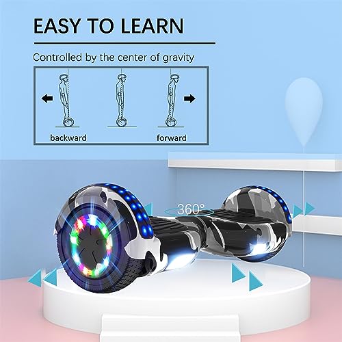 RCB Hoverboards for Kids and Adults 6.5 inch, Segways with Bluetooth - Speaker - Colorful LED Lights, Hover Board Gift for Kids and Teenager