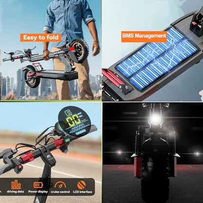 Electric Scooter for Adults,iENYRID M4 Electric Scooter Folding Scooter Motorized Kick Scooter Adult Foldable E Scooter Off Road Fast Speed Long Range, Black