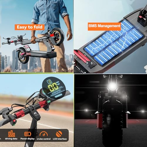 Electric Scooter for Adults,iENYRID M4 Electric Scooter Folding Scooter Motorized Kick Scooter Adult Foldable E Scooter Off Road Fast Speed Long Range, Black