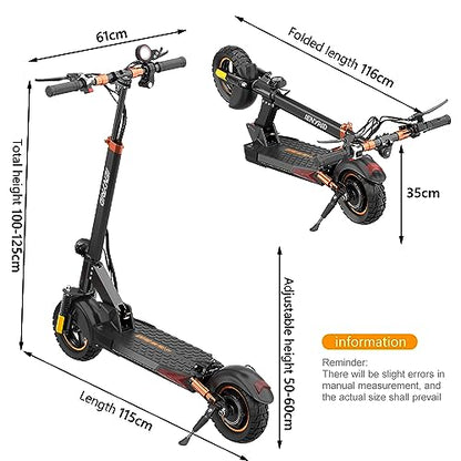 Ealirie Electric Scooter 10'' for Adults, Powerful Motor 500W, 40-50KM Range, Max Speed 25KM/H, Folding Scooter, 3 Speed Modes with LCD Screen for Adults, Black