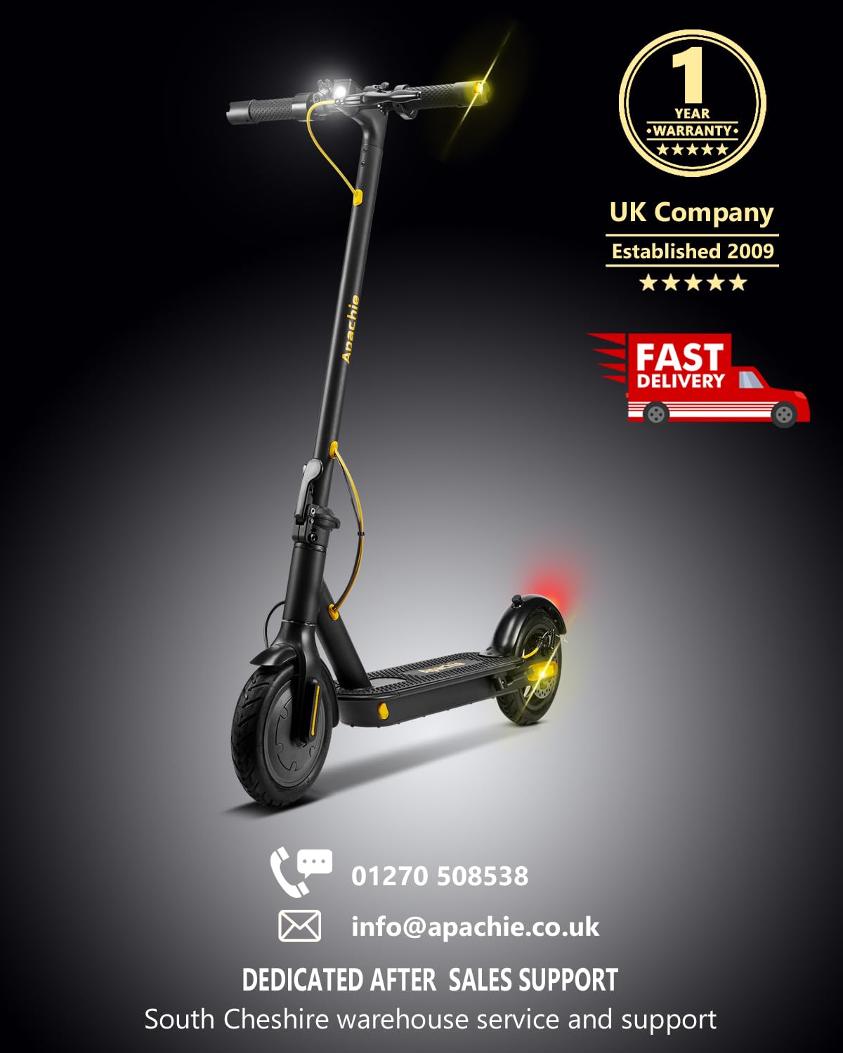 Apachie M4X 350W Adults Electric Scooter, eScooter, 25KM Range, 3 Speed Modes, 8.5 Inch tyres, APP Control, Bluetooth, Teens, Adults …