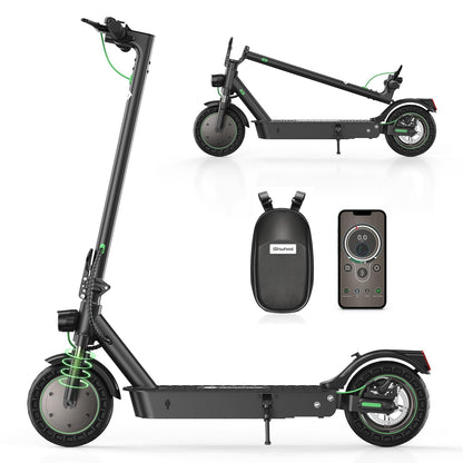 isinwheel S9MAX Electric Scooter, 500W Motor Peak 8OO Electric Scooters Adult with Bag, 10” Solid Honeycomb Tire E Scooter, 40km Long Range, 3 Speed Modes with App Control, Doual Braking System