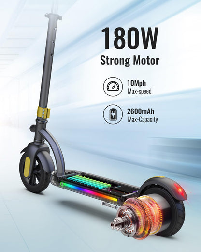 Gyroor H40 Electric Scooter for Kids Age 8-12 with 180W Motor, LED Display, LED Lights, 3 Adjustable Heights, Max Speed 15km/h, Max Loading 65kg, Best Gifts Kids E Scooter for Boys and Girls