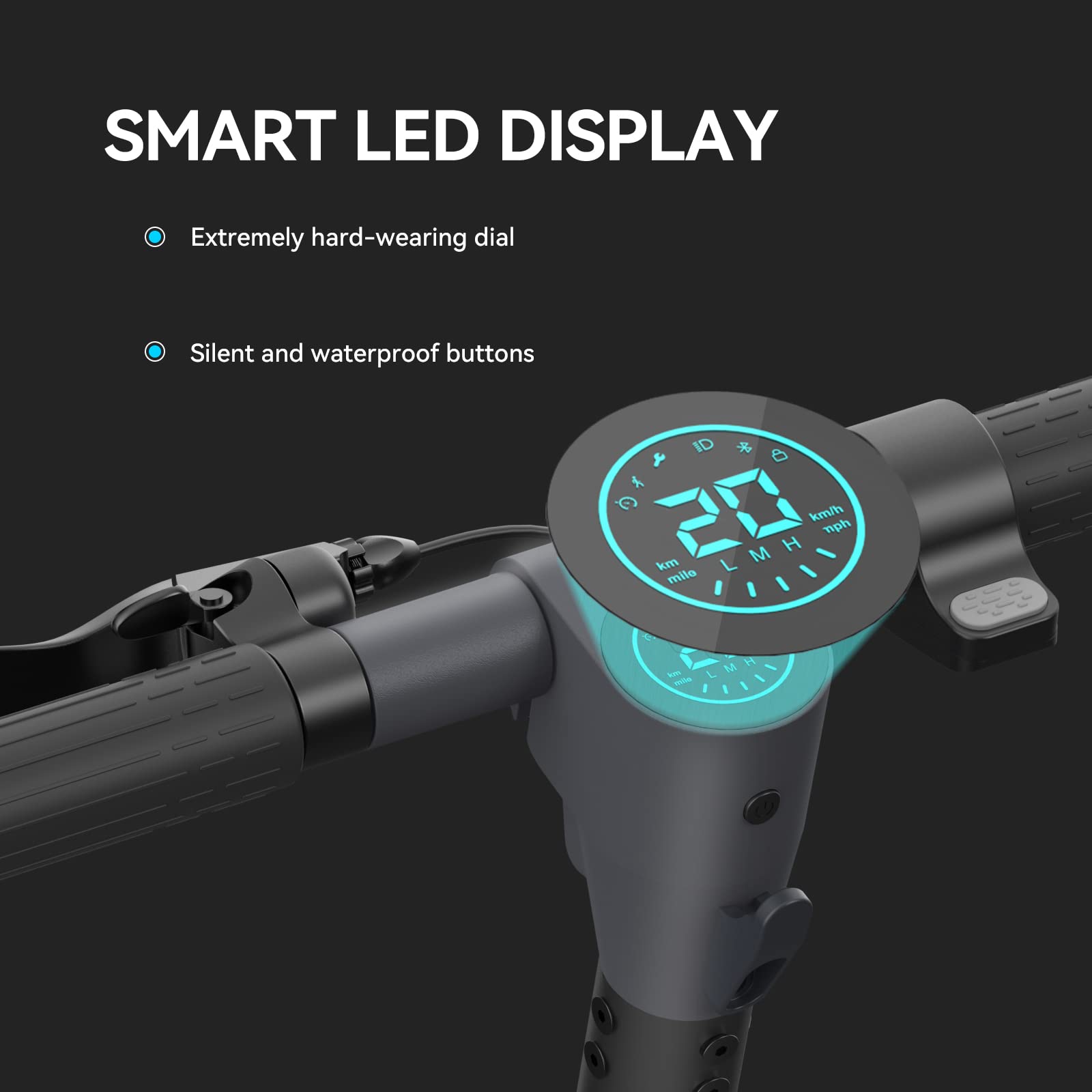 M MEGAWHEELS Electric Scooter Adult, 9" Tires, 25km/h Max Speed with 3 Speed Modes, Up to 20km Range, Double Braking System and App