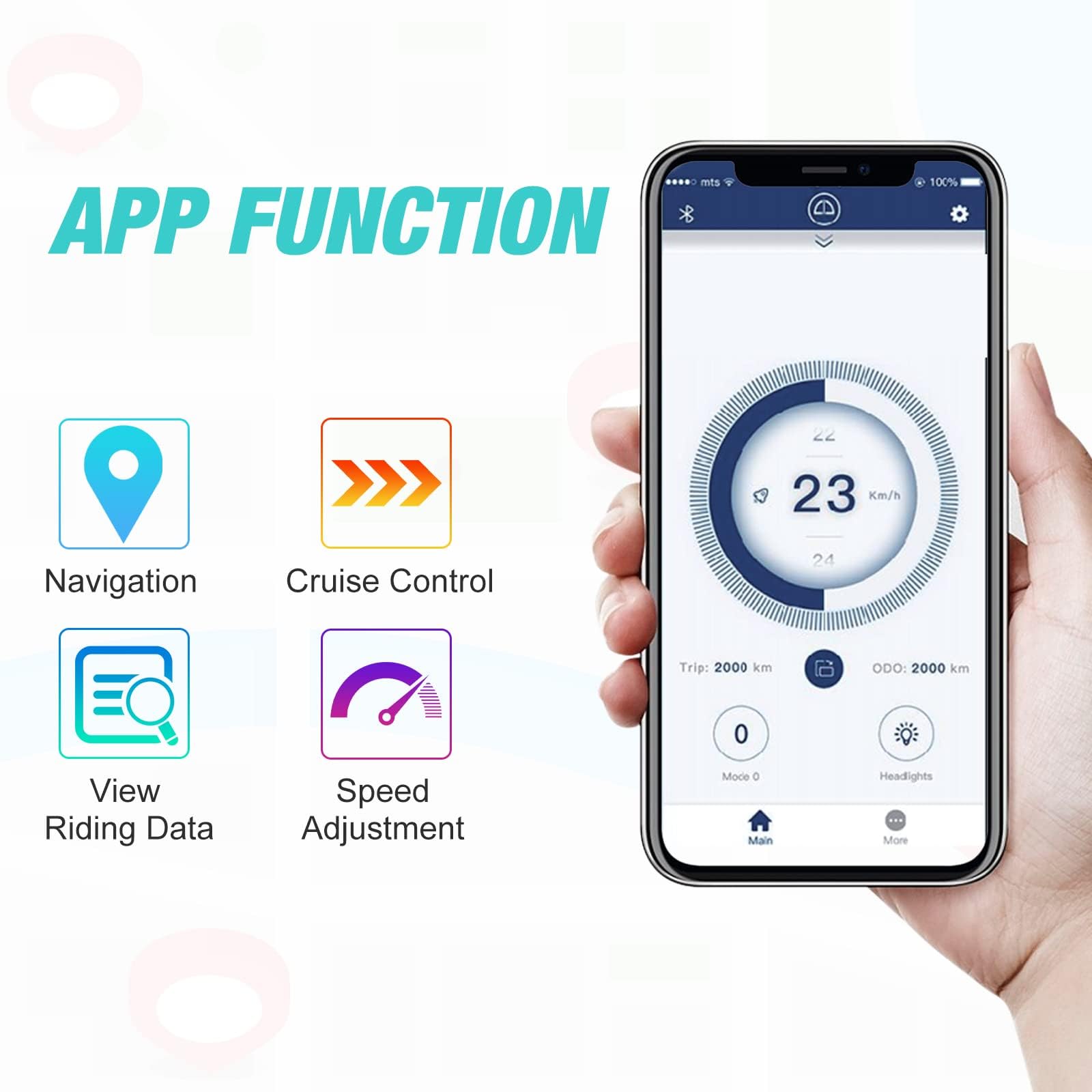 RCB Electric Scooter, Ultra Portable Electric Scooter with APP, Cruise Control, 3 Speed Mode, LCD Display, Innovative Folding Method, Electric Scooter Adult