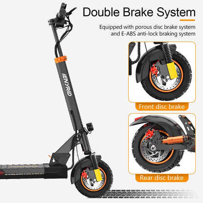 Ealirie 16Ah Large Battery Electric Scooter 10'' Fat Tire for Adults Teens, Triple Shocking Proof, 500W Motor, 40-50KM Range, Max Speed 25KM/H, Folding Scooter, 3 Speed Modes, LCD Screen yd-m4pros+