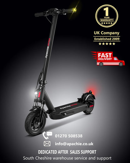 Apachie XTS Adult Electric Scooter, 500W Powerful Motor, 45km Long Range, Quadruple Shock Absorbing Suspension, 10 Inch Wheels, APP Control, Dual Braking System, Bluetooth Connectivity