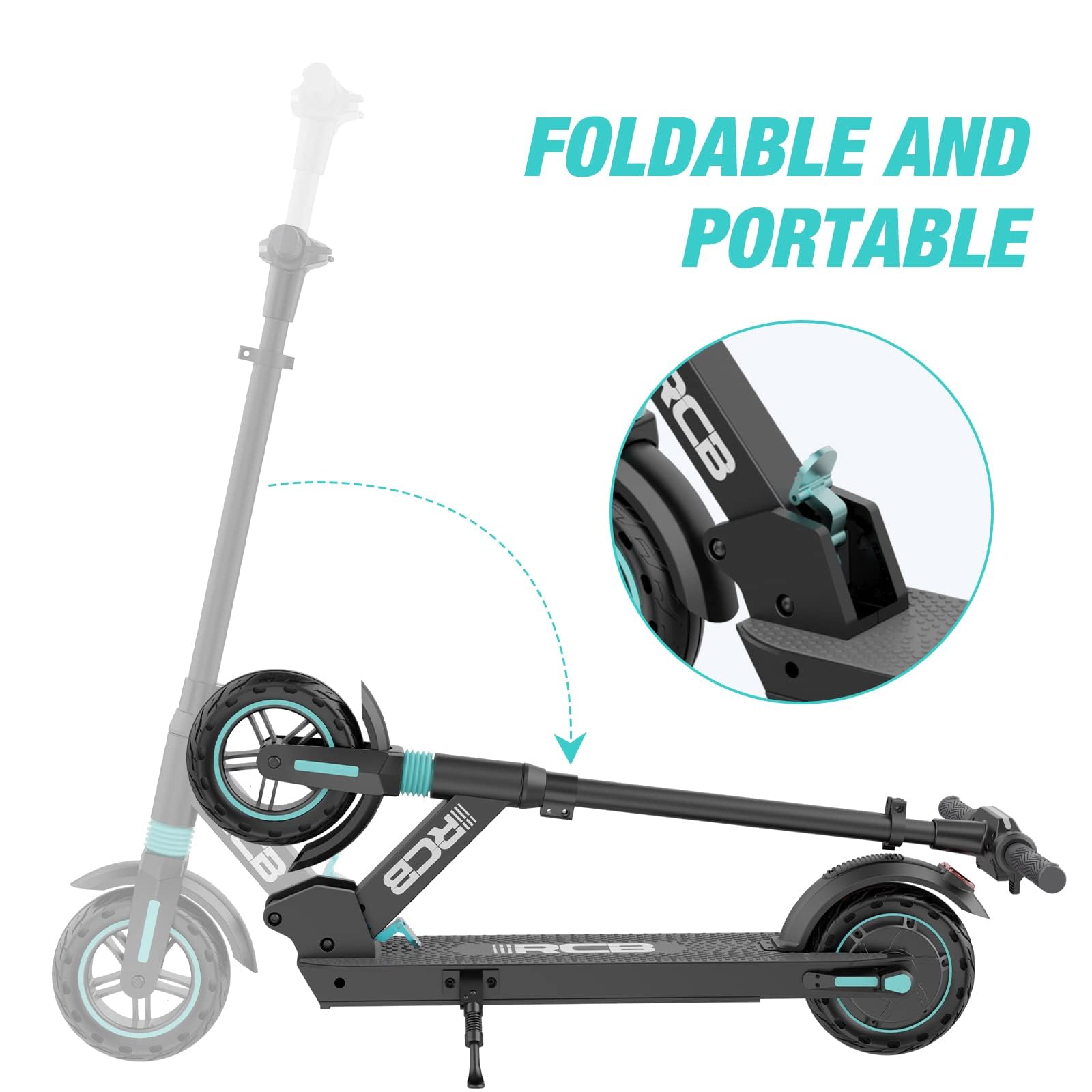 RCB Electric Scooter, Ultra Portable Electric Scooter with APP, Cruise Control, 3 Speed Mode, LCD Display, Innovative Folding Method, Electric Scooter Adult