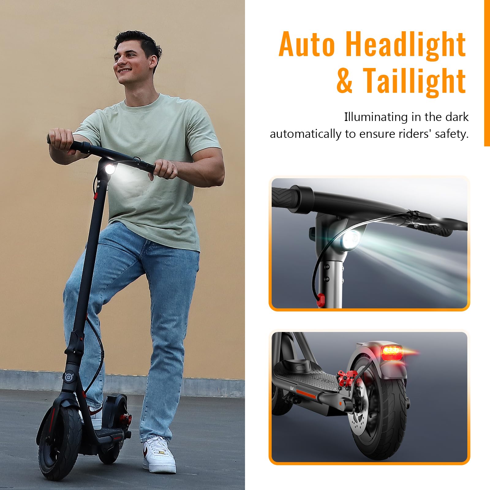 SISIGAD Electric Scooter for Adult,10 inches Solid Tires,32km Long Range,500W Peak Motor 3 Speed, Portable and Foldable Scooter Electric, Electric scooter for Teens Commuting with App Control