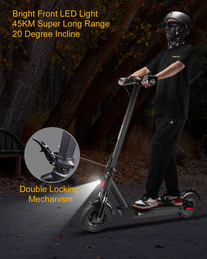Apachie XTS Adult Electric Scooter, 500W Powerful Motor, 45km Long Range, Quadruple Shock Absorbing Suspension, 10 Inch Wheels, APP Control, Dual Braking System, Bluetooth Connectivity