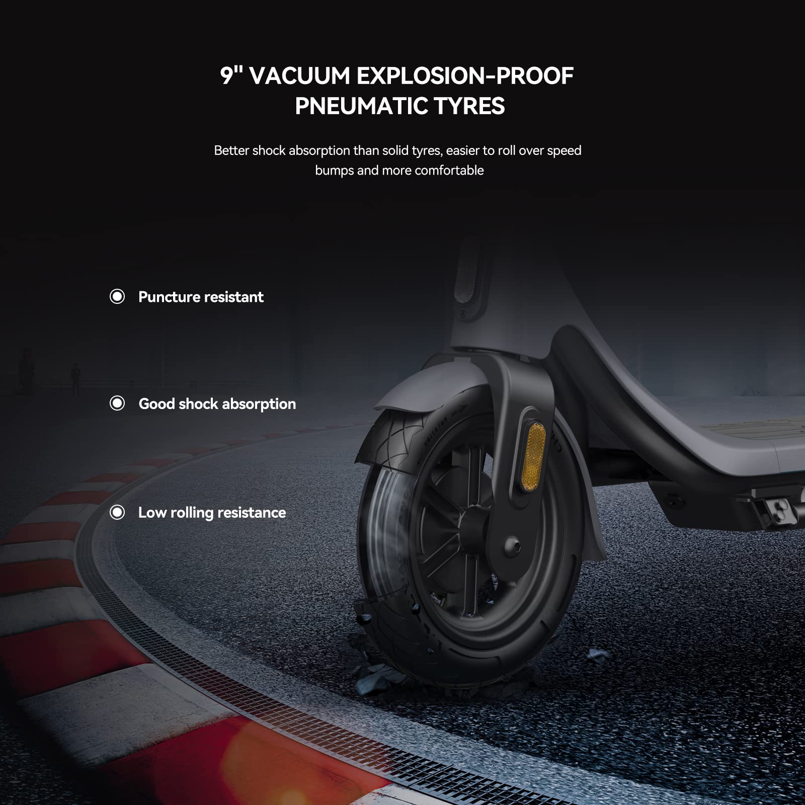 M MEGAWHEELS Electric Scooter Adult, 9" Tires, 25km/h Max Speed with 3 Speed Modes, Up to 20km Range, Double Braking System and App