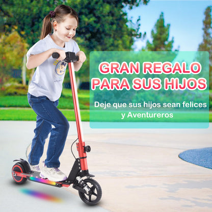 E-RIDES Electric Scooter,6.5'' Foldable Electric Scooter,Colorful Lights Kids Electric Scooters Max 8Mph,3-5 Miles of Range,Electric Scooter Kids LED Display,Shock Absorbing Comfort E Scooter (RED)