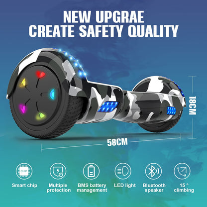GeekMe Hoverboards for kids 6.5 Inch, Quality hoverboards with Bluetooth Speaker,Beautiful LED Lights,Gift for kids and teenager