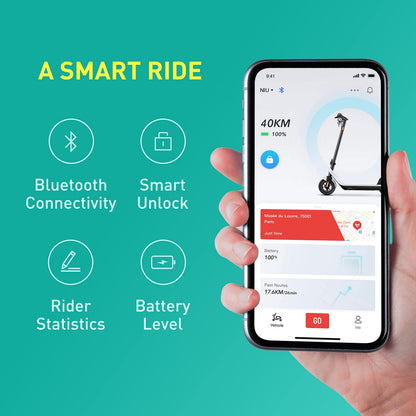 NIU KQi2 Pro Electric Scooter Adult, E Scooter 40km Long Range, Max Speed 25km/h, 300W Motor, APP Control, Double Braking Systme, Foldable and Portable (Grey)