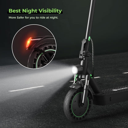 isinwheel S9MAX Electric Scooter, 500W Motor Peak 8OO Electric Scooters Adult with Bag, 10” Solid Honeycomb Tire E Scooter, 40km Long Range, 3 Speed Modes with App Control, Doual Braking System