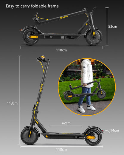 Apachie M4X 350W Adults Electric Scooter, eScooter, 25KM Range, 3 Speed Modes, 8.5 Inch tyres, APP Control, Bluetooth, Teens, Adults …