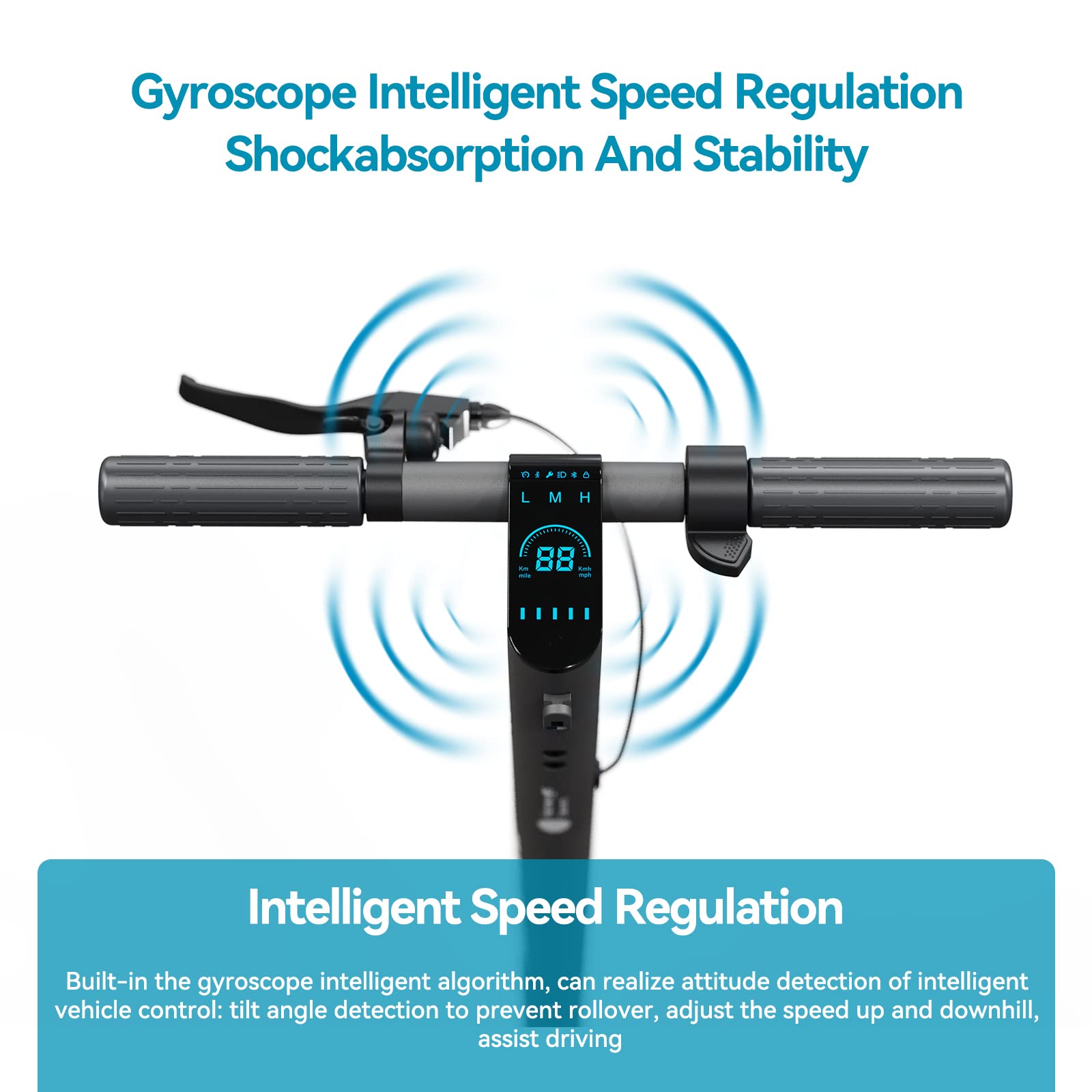 Electric Scooter Adult, 30-35KM Range, 25KM/H Maximum Speed, 9 Inch Tyres, 350 W Motor, App Control, Maximum Load 120 kg