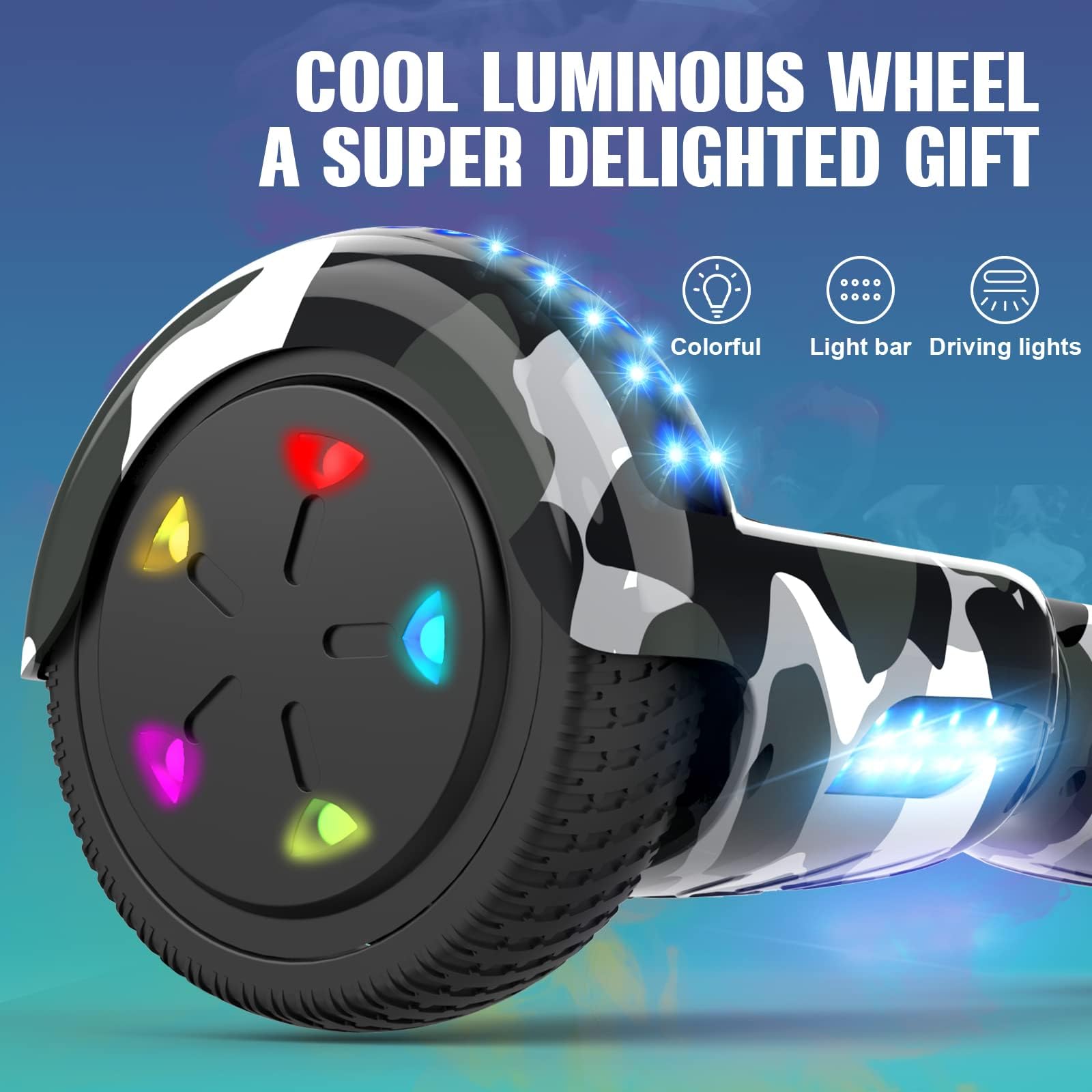 GeekMe Hoverboards for kids 6.5 Inch, Quality hoverboards with Bluetooth Speaker,Beautiful LED Lights,Gift for kids and teenager