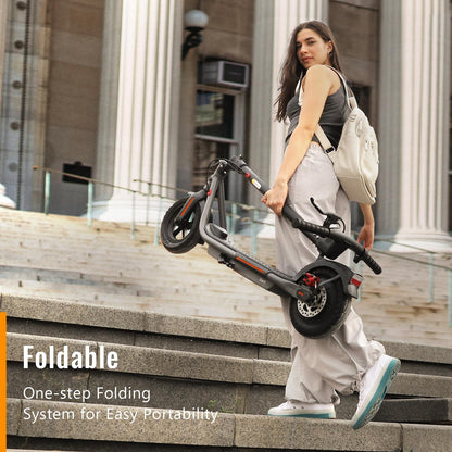SISIGAD Electric Scooter for Adult,10 inches Solid Tires,32km Long Range,500W Peak Motor 3 Speed, Portable and Foldable Scooter Electric, Electric scooter for Teens Commuting with App Control