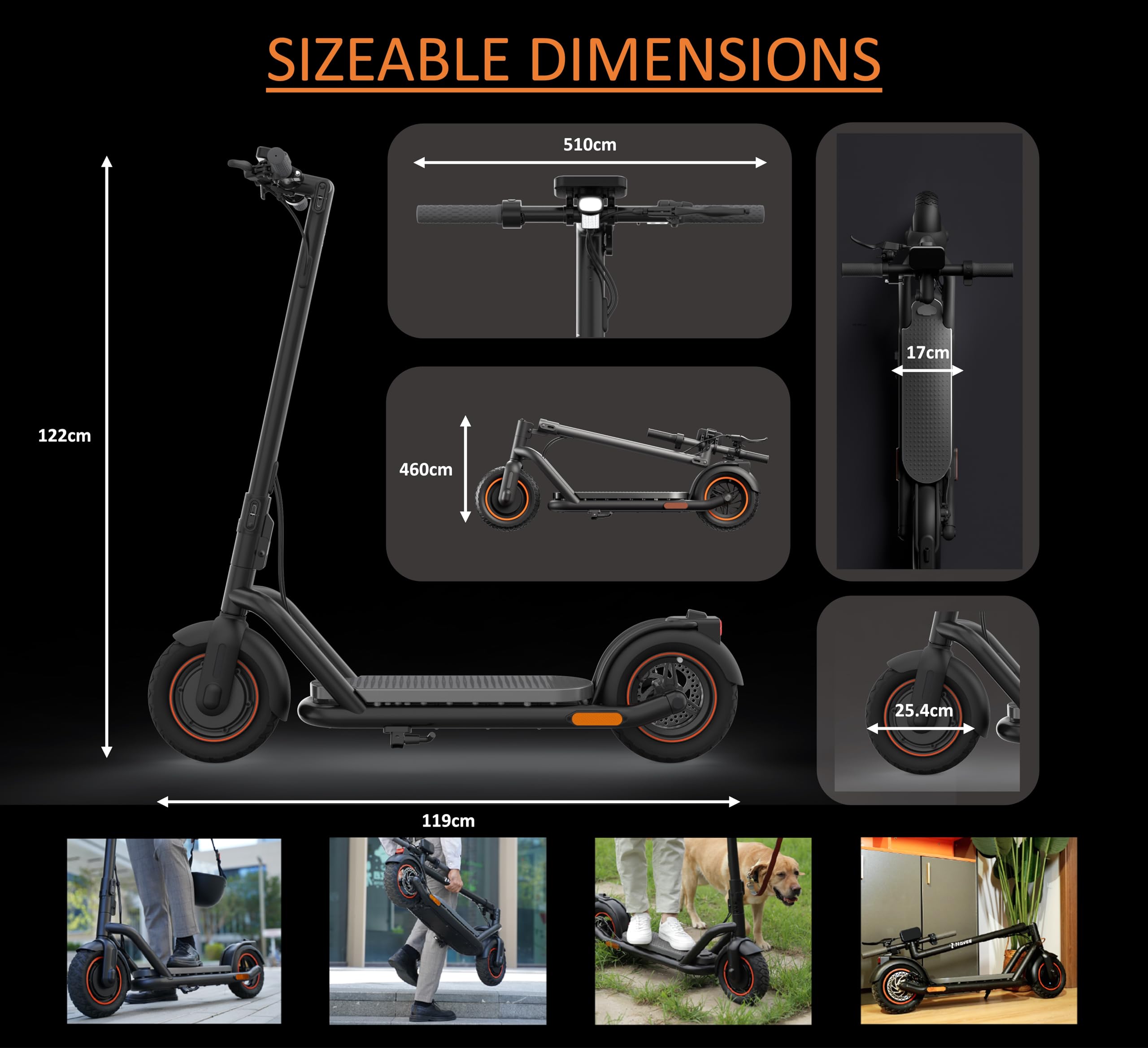 NAVEE N65 Adult Electric Scooter, HUGE 65KM RANGE, High-Tech BMS System, DoubleFlip Folding, MIGHTY POWER 500w 48V 12.5Ah, E-ABS Brake, Waterproof, 25% Hill Incline, Bluetooth APP, THICK Tyres,