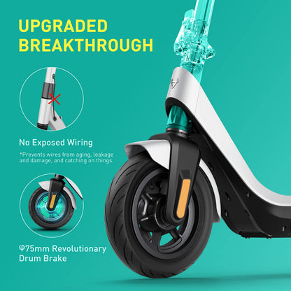 NIU KQi2 Pro Electric Scooter Adult, E Scooter 40km Long Range, Max Speed 25km/h, 300W Motor, APP Control, Double Braking Systme, Foldable and Portable (Grey)