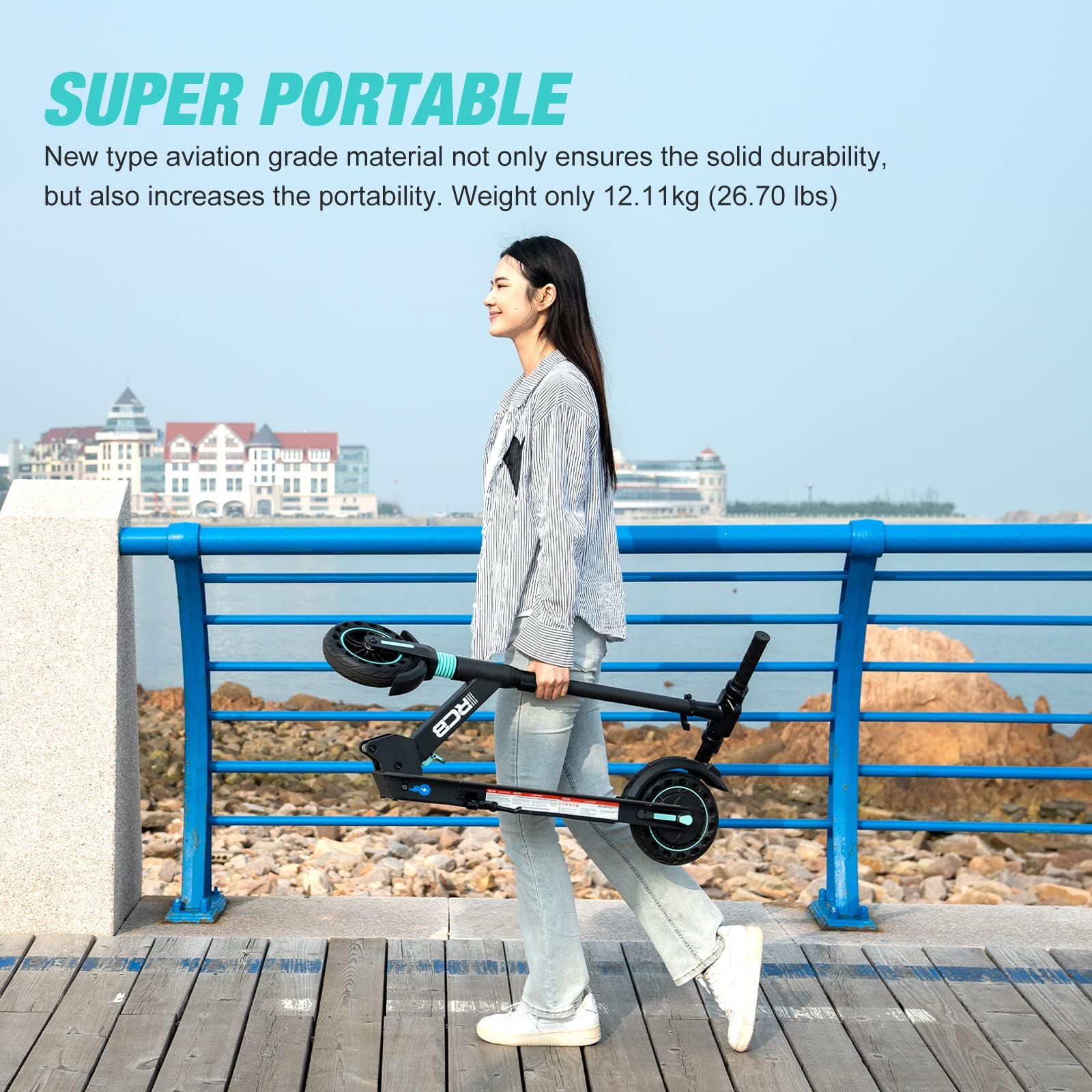 RCB Electric Scooter, Ultra Portable Electric Scooter with APP, Cruise Control, 3 Speed Mode, LCD Display, Innovative Folding Method, Electric Scooter Adult
