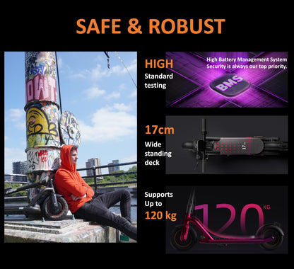 NAVEE N65 Adult Electric Scooter, HUGE 65KM RANGE, High-Tech BMS System, DoubleFlip Folding, MIGHTY POWER 500w 48V 12.5Ah, E-ABS Brake, Waterproof, 25% Hill Incline, Bluetooth APP, THICK Tyres,